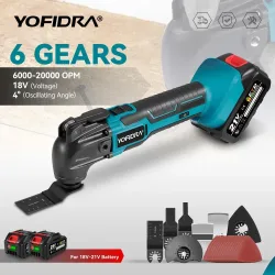YOFIDRA 6-Gang Akku-Oszillier-Multifunktionswerkzeug Elektrische Schneid-, Polier- und Trimm-Maschine Elektrowerkzeug für Makita 18-21V Akku