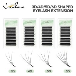 NATUHANA W-Form Wimpernverlängerungen 3D 4D 5D 6D W-förmige braune schwarze Kleeblatt-Wimpern Handgefertigte vorgefertigte Volumen-Wimpernfächer