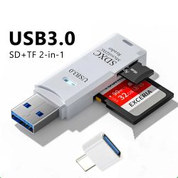 Tutew Multifunktionaler 2-in-1-Hochgeschwindigkeits-USB 3.0/2.0-Kartenleser unterstützt TF+SD-Computer, Tablet, Kamera, Laptop, Automontage