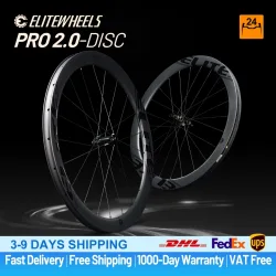 ELITEWHEELS PRO 2.0 Scheibenbremse Center Lock 36T Ratchet 700C Rennrad Carbon-Laufradsatz 40/50/65mm Profiltiefe Clincher/Tubeless