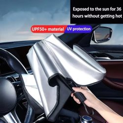 Auto-Frontscheiben-Sonnenschutz Wärmeisolierung UV-Schutz Tragbare Auto-Windschutzscheiben-Abdeckung mit Zugring-Design Sonnenschutz