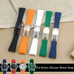 Für Rolex Yacht-Master Submariner Datejust Premium-Silikon-Uhrenarmband, Faltschließe, schweißfest, leichtes Zubehör, 20 21 mm