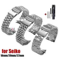 Massives Edelstahl-Uhrenarmband für Seiko 5 SKX009/007 für Jubilee für Oyster, gebogenes Ende, 18 mm, 20 mm, 22 mm, Herren-Sportarmband