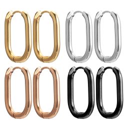 6 stücke Edelstahl Ohrringe Vergoldet Oval Koreanische Ohr Ringe Hoop Ohrring für Mann Frauen Weibliche Mode-Schmuck Metall Luxus