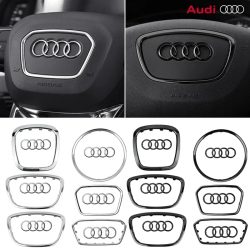 Auto Lenkrad Center Emblem Logo Aufkleber Für AUDI Trim Rahmen Abzeichen Dekor Ring Abdeckung Auto Zubehör Q5 Q3 Q7 A3 a4 A6 S3