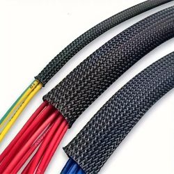 10 m / 32,8 Fuß erweiterbare geflochtene Netzhülse für Haustiere, schwarz, flexible Drahtgeflechtabdeckung, TV-Audio-PC-Kabelschutz gegen kauendes Haustier