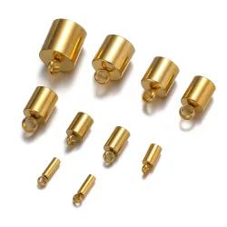 20 Stück Edelstahl Crimp Endkappen Lederschnüre Endspitze Perlenkappen PVD vergoldet Verschlüsse DIY Schmuckherstellung Zubehör