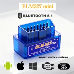 OBDII ELM327 Mini-Scanner Bluetooth 5.1 Motorfehler-Detektor Auto-Diagnosegerät OBD2-Protokoll Drahtloser Code-Leser