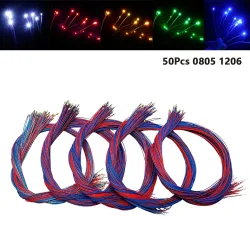 50 Stück DIY Micro SMD 0805 1206 LED-Lampen, vorverdrahtet, Micro-Litz-Kabelchip, 30 cm, 3 V, für Eisenbahnmodellbausätze, Spielzeug für Gundam-Szenen