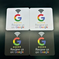 10*10cm NFC Tischaufkleber Google Bewertungssticker PVC 13,56MHz Programmierbarer Wasserdichter 'Bewerten Sie uns auf Google' Klebe-NFC-Tag