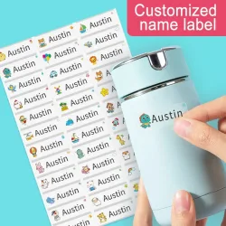 Benutzerdefinierte wasserfeste transparente Namensaufkleber ? personalisierte mehrsprachige Etiketten für Schulbedarf für Kinder (Hebräisch/Englisch/Spanisch)