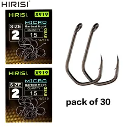 Hirisi 30 stücke PTFE Beschichtet High Carbon Stahl Angelhaken Micro Stacheldraht Mit Auge Karpfen Angelhaken Zubehör X919