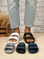 Herren Casual Einfache Schnallenverstellbare EVA Einteilige Flachsohlen-Slipper Geeignet für Zuhause und Strandnutzung im Freien