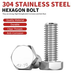 304 Edelstahl A2-70 DIN933 Sechskantschrauben Vollgewinde Metrische Befestigungselemente M3 M4 M5 M6 M8 M10 M12