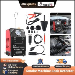 Podofo Auto-Rauchmaschine mit Eingebauter Luftpumpe Leckdetektor 12V DC EVAP Vakuum-Diagnosetester für Rohrsysteme, Vakuum-Lecktest