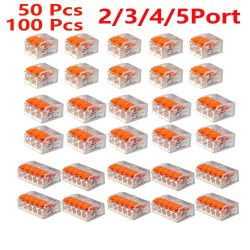 50/100 Stück Elektrische Schnellverbinder, DIY-Kabelverbindungs-Werkzeugset (28-12 AWG), 2/3/4/5-Port-Steckverbinder