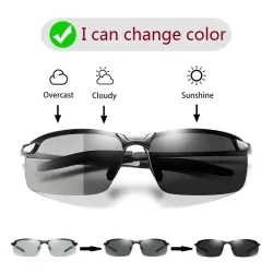 Männer Photochrome Polarisierte Sonnenbrille Fahren Angeln Chameleon Gläser Ändern Farbe Sonnenbrille Tag Nacht Vision UV400 Brillen