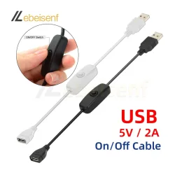 5V 2A USB Inline Ein/Aus-Schalterkabel, USB-Kabel (Stecker auf Buchse) für LED-Streifen, Schreibtischlampe, USB-betriebene kleine elektronische Geräte