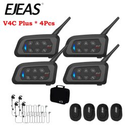 4PCS EJEAS V4C PLUS In-Ear Fußball Schiedsrichter Intercom Headset 1500M Voll Duplex Bluetooth 5,1 Konferenz Sprech wasserdicht
