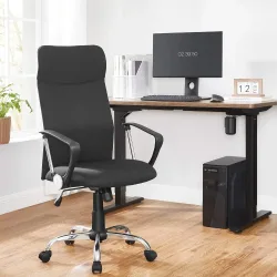 SONGMICS Bürostuhl, ergonomischer Schreibtischstuhl, Drehstuhl, gepolsterter Sitz, Stoffbezug, höhenverstellbar und neigbar
