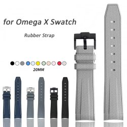 20 mm Gummi-Silikon-Uhrenarmband für Omega X Swatch Joint MoonSwatch-Armband für Seamaster 300 Herren Damen-Armband mit gebogenem Ende