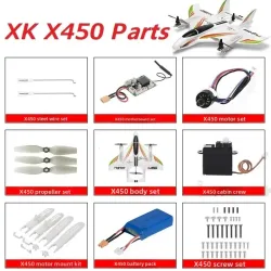 WLtoys XK X450 RC Flugzeug Ersatzteile Flügel Batterieabdeckung Gehäuse Motor Servo ESC LED Propeller Schrauben Basis Empfänger
