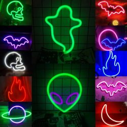 Halloween Bat Spirit LED-Neon-Wanddekoration als Partygeschenk ? erschreckende Atmosphäre ? USB oder batteriebetrieben