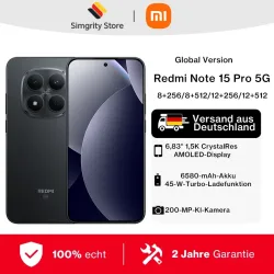 Globale Version Redmi Note 15 Pro 5G Dimensity 7400-Ultra Handy Smartphone 6580mAh 45W Akku 200MP OIS Hauptkamera Xiaomi Mobiltelefon