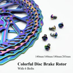 140 mm/160 mm/180 mm/203 mm Fahrrad-Scheibenbremsscheibe aus Edelstahl, mit 6 Schrauben, für MTB/Rennräder, buntes und stilvolles Design