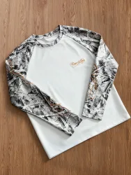 2026 Sommer Neuer Stil Camouflage-Blätter-Print Raglan-Langarm-T-Shirt Kursivschrift-Grafik Mode Lässige Streetwear Oberteile Kinder