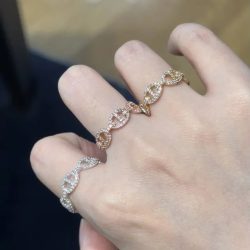CY 2025 Neuer Heißer Sterling Silber Schweinenasen-Ring in 3 Farben Vielseitiger Klassischer Damen Diamant-Kettenring Hochzeitsgeschenk