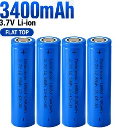 18650 Akku 3400mAh 3,7V Wiederaufladbare Li-Ionen-Lithium-Batterien mit flachem Anschluss für Taschenlampen, Spielzeug, Ventilatoren, Lautsprecher, elektronische Geräte