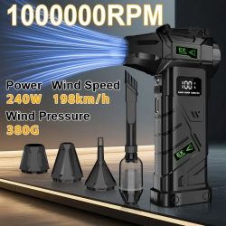 Leistungsstarker Turbo-Luftbläser mit 1.000.000 U/min, 380 g Schubkraft, Hochgeschwindigkeits-Brushless-Turbo-Jet-Gebläse mit LED-Beleuchtung