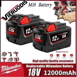 100 % neu, 18 V, 12,0 Ah, für Milwaukee M18 Akku, Li-Ion-Ersatzakku für Milwaukee 18 V M18 48-11-2830 0730-20 Werkzeugakku