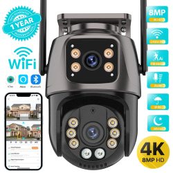 4K 8MP HD Wifi PTZ Kamera Outdoor 4MP Dual Objektiv Dual Screen AI Auto Tracking IP Kamera CCTV audio Video Überwachung P2P iCSee