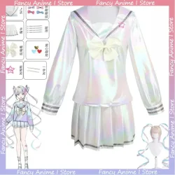 Game NEEDY GIRL OVERDOSE KAngel Cosplay-Kostüm, komplettes Kleidungsset, Matrosenanzug, JK-Uniform, Laserfarben-Röcke, Partykleidung
