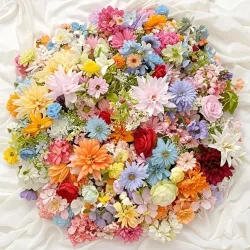 20/52 Stück zufällige Mischung künstliche Blumen aus Seide, künstliche Blumen für Zuhause, Raumdekoration, DIY-Handwerk, Geschenke, Accessoires, Braut, Hochzeitsdekoration