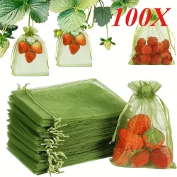 100 Stück Organzabeutel, Netz-Organza, Schmuckbeutel mit Kordelzug, kleine Kordelzug-Geschenkbeutel, Weihnachten, Süßigkeiten, Hochzeit, Geburtstag