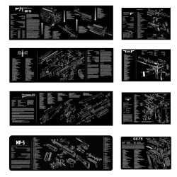 Reinigungsmatte aus Gummi, Mauspad, Teilediagramm für AR15, AK47, Remington 870, K98K, MP5, G17, CZ-75, 1911, Bere 92, PX4, Walther PPQ