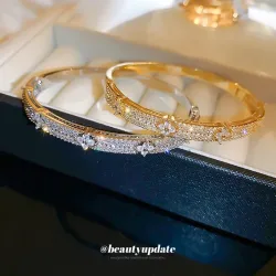 NONE, Luxuriöser, glänzender, mit Zirkonia verzierter, vergoldeter, versilberter, modischer Armreif für Frauen, Party, Hochzeit, Alltag, Schmuck