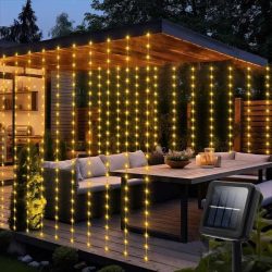 Solar Vorhang Licht LED Outdoor Wasserdicht 300 leds Girlande Dekoration Lichterketten Hof Fee Girlande Lichterketten