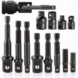 12-teiliges Schlagschrauber-Adapter- und Reduzierstück-Set, Verlängerungsset, Steckdosenbohrer-Adapter, umwandelt Bohrmaschine in Hochgeschwindigkeits-Mutternschrauber, 1/4