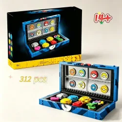 Potdemiel, 2026 Heißes Spielzeug 312-teiliges Beliebtes Film-Taschenmonster Kanto-Region Elfen-Abzeichen Sammelbaustein-Modellspielzeug für Deko-Geschenke