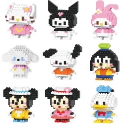 Sanrio Kuromi, Hello Kitty, Bausteine, Disney, Mickey Mouse Club, Anime-Modell, Bausteine, Spielzeug für Kinder, Geschenke.