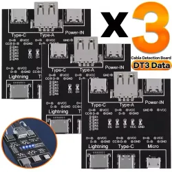 DT3 Datenkabel-Erkennungsplatine Typ C USB C Micro-USB-Kabeltester-Detektor für Apple IOS Android Schnelle Schnellladebeleuchtung