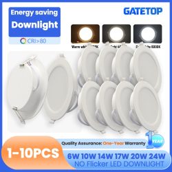 1-10 teile/los Einbau Led Downlight Runde Leds Panel Licht 120V 220V 3000K-6000K 10W 20W 24W Spot für Foyer Innen Beleuchtung