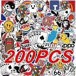 50/100/200 Stück Modische Coole Markenlogo-Aufkleber Ästhetische Motorrad Handy Auto Skateboard Laptop Aufkleber Klassisches Kinderspielzeug
