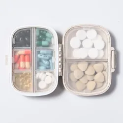 8-Gitter-Organizer-Behälter für Tabletten, Reise-Pillendose mit Dichtungsring, kleine Box für Tablets, Weizenstroh-Behälter für Medikamente