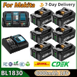 Für Makita BL1830 Batterie 18V 8000mAh Batterie BL1830 BL1815 BL1860 BL1840 Werkzeug Akku Mit 6A Ladegerät