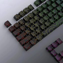 Neue topografische Tastenkappen 4.0-Version Shine Through 98-Tasten PBT Cherry Profile Side Print Hintergrundbeleuchtung für mechanische MX Gamer-Tastatur